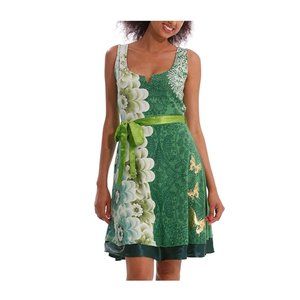 Desigual Green Floral Knee-length Dress